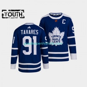 Toronto Maple Leafs John Tavares 91 Adidas 2022 Reverse Retro Blauw Authentic Shirt - Kinderen